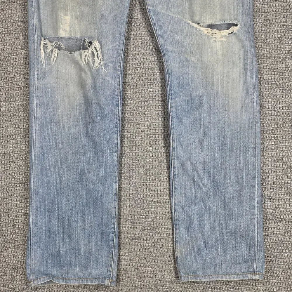 LEVI’S 505 RED LOOP – Y2K DISTRESSED STRAIGHT LEG LIGHT BLUE JEANS – MEN’S 33×33